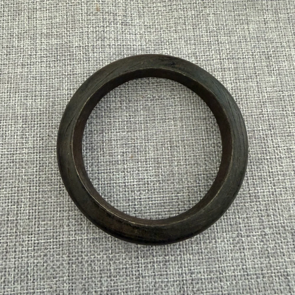 Wood Bangle Bracelet with Silver Accent Inlay